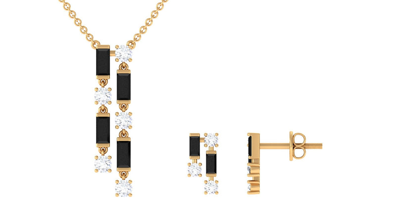 Real Black Onyx Diamond Designer Jewelry Set for Women