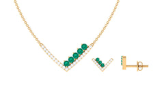 Emerald and Diamond Chevron jewelry Set