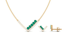 Emerald and Diamond Chevron jewelry Set