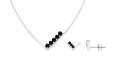 Created Black Diamond and Diamond V-Style Jewelry Set