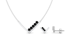 Created Black Diamond and Diamond V-Style Jewelry Set