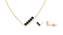 Created Black Diamond and Diamond V-Style Jewelry Set