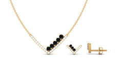 Created Black Diamond and Diamond V-Style Jewelry Set