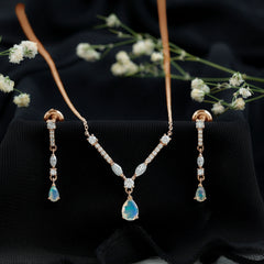 Natural Ethiopian Opal and Moissanite Teardrop Jewelry Set