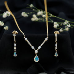 Natural Ethiopian Opal and Moissanite Teardrop Jewelry Set