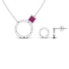 Pink Tourmaline and Diamond Eternity Jewelry Set