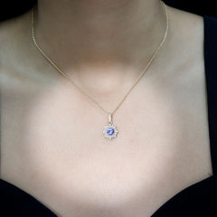 Round Tanzanite Bridal Necklace with Diamond Accent Bail