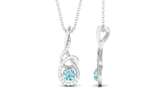 Natural 0.8 Carat Aquamarine Twisted Pendant Necklace with Diamond
