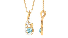 Natural 0.8 Carat Aquamarine Twisted Pendant Necklace with Diamond