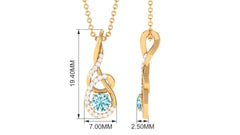 Natural 0.8 Carat Aquamarine Twisted Pendant Necklace with Diamond