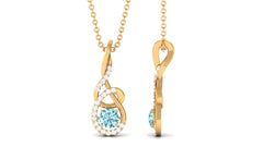 Natural 0.8 Carat Aquamarine Twisted Pendant Necklace with Diamond