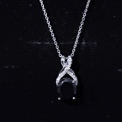 4 Carat Oval Lab Created Black Diamond Infinity Necklace With Chain