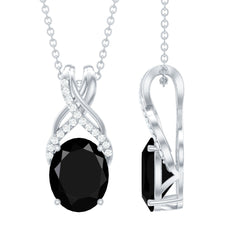 4 Carat Oval Lab Created Black Diamond Infinity Necklace With Chain