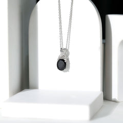 4 Carat Oval Lab Created Black Diamond Infinity Necklace With Chain