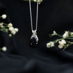 4 Carat Oval Lab Created Black Diamond Infinity Necklace With Chain