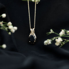 4 Carat Oval Lab Created Black Diamond Infinity Necklace With Chain