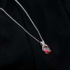 4 Carat Oval Lab Created Ruby Pendant with Diamond Bail