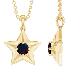 Real Half Carat Black Opal Star Pendant Necklace for Women