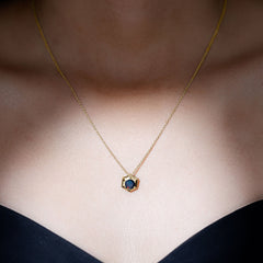 Natural Black Opal Hexagon Pendant Necklace With Chain