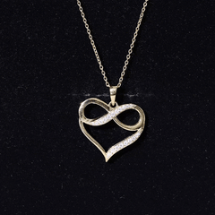 Certified Moissanite Heart and Infinity Necklace with Silver Chain
