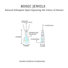 Real Ethiopian Opal Teardrop Necklace with Moissanite
