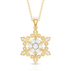 Vintage Inspired Moissanite Snowflake Pendant Necklace