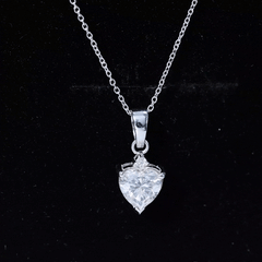 Sterling Silver 2 Carat Moissanite Heart Pendant Necklace