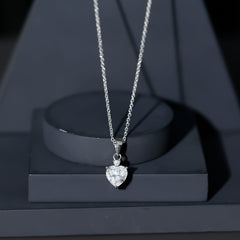 Sterling Silver 2 Carat Moissanite Heart Pendant Necklace