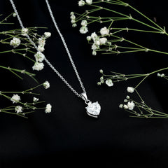 Sterling Silver 2 Carat Moissanite Heart Pendant Necklace