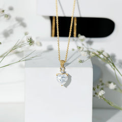 Certified 2 Carat Moissanite Solitaire Heart Necklace