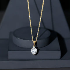 Certified 2 Carat Moissanite Solitaire Heart Necklace