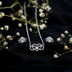 Round Cut Diamond Infinity Heart Jewelry Set