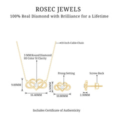 Round Cut Diamond Infinity Heart Jewelry Set