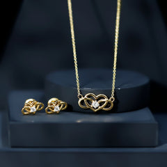 Round Cut Diamond Infinity Heart Jewelry Set