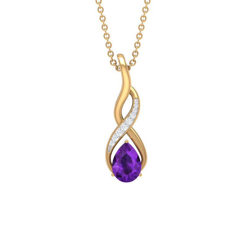 Natural 1 Carat Amethyst Infinity Pendant Necklace with Diamond