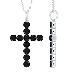 Natural Black Onyx Cross Pendant Necklace for Women