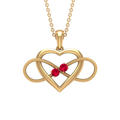 Unique Heart Infinity Pendant Necklace with Ruby