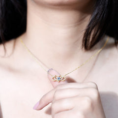 Certified Aquamarine Infinity and Heart Necklace