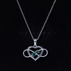 Lab Created Emerald Heart and Infinity Pendant Necklace