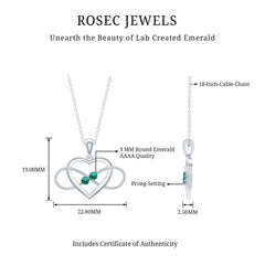 Lab Created Emerald Heart and Infinity Pendant Necklace