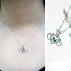 Lab Created Emerald Heart and Infinity Pendant Necklace