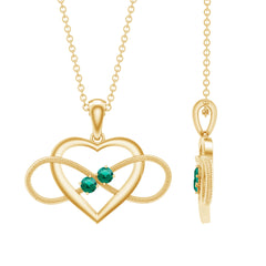 Lab Created Emerald Heart and Infinity Pendant Necklace