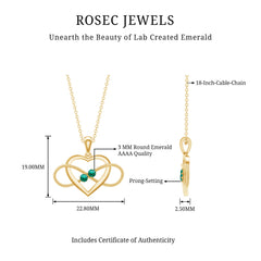Lab Created Emerald Heart and Infinity Pendant Necklace