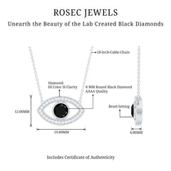 Gothic Lab Created Black Diamond Evil Eye Necklace With Diamond