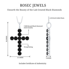 Lab Created Black Diamond Cross Pendant Necklace