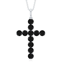 Lab Created Black Diamond Cross Pendant Necklace
