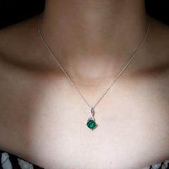 Cushion Cut 8MM Lab Created Emerald Infinity Necklace with Moissanite