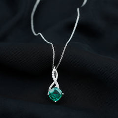 Certified Lab Created Emerald Infinity Necklace with Moissanite