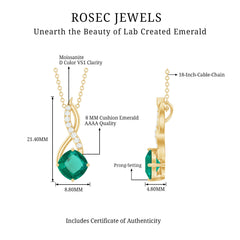 Certified Lab Created Emerald Infinity Necklace with Moissanite