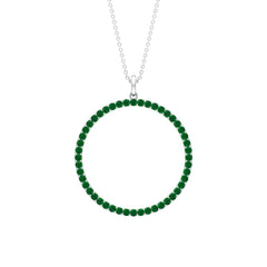 Emerald Eternity Pendant in Pave Setting